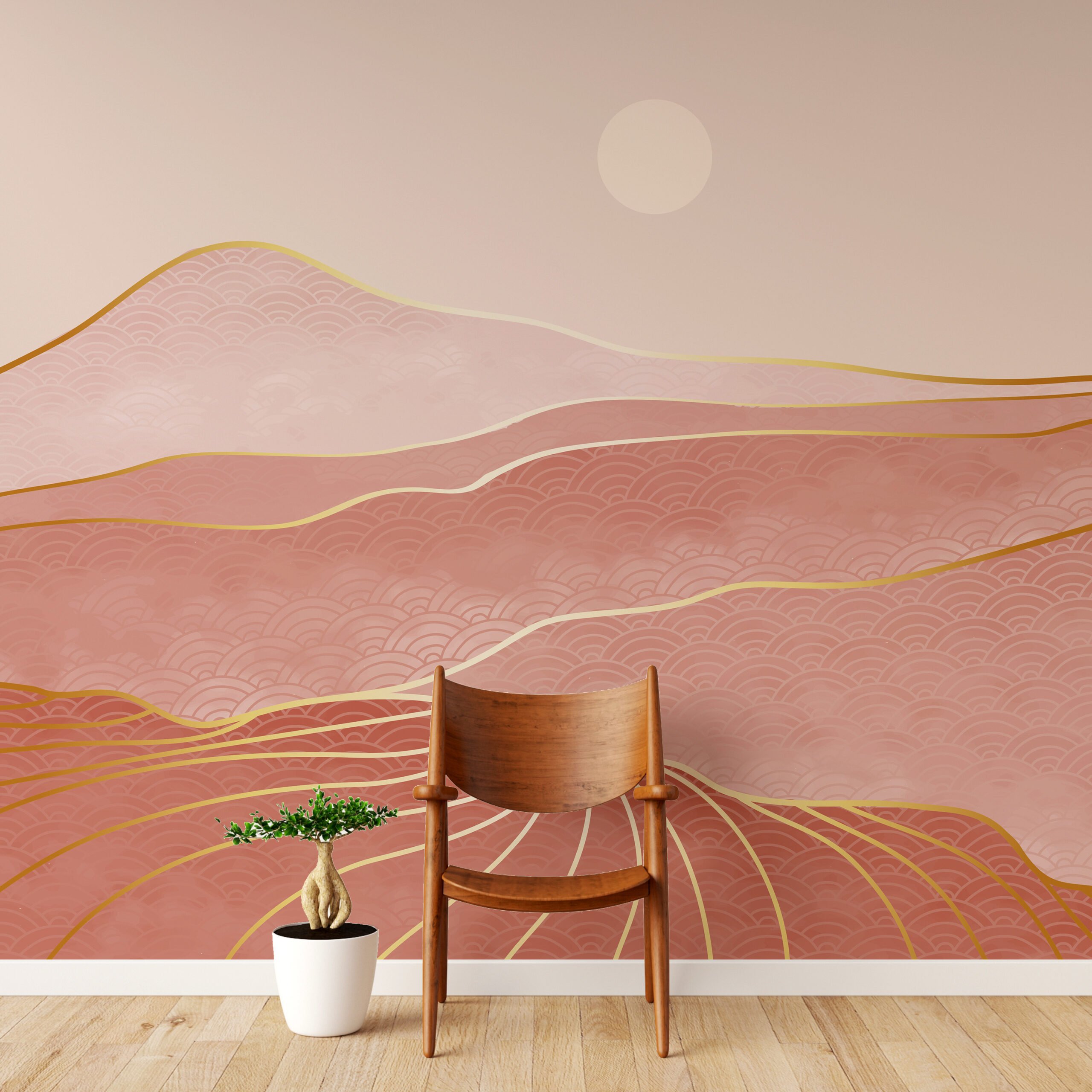 Designer Pink & Gold Mountain