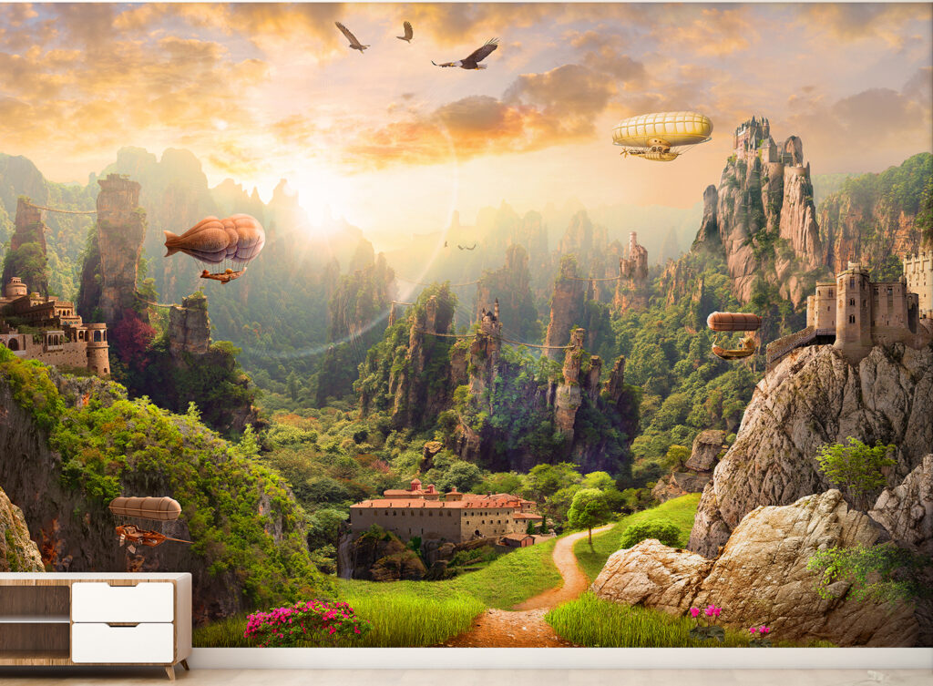Airship Estate a Magical Country Peel & Stick Wallpaper