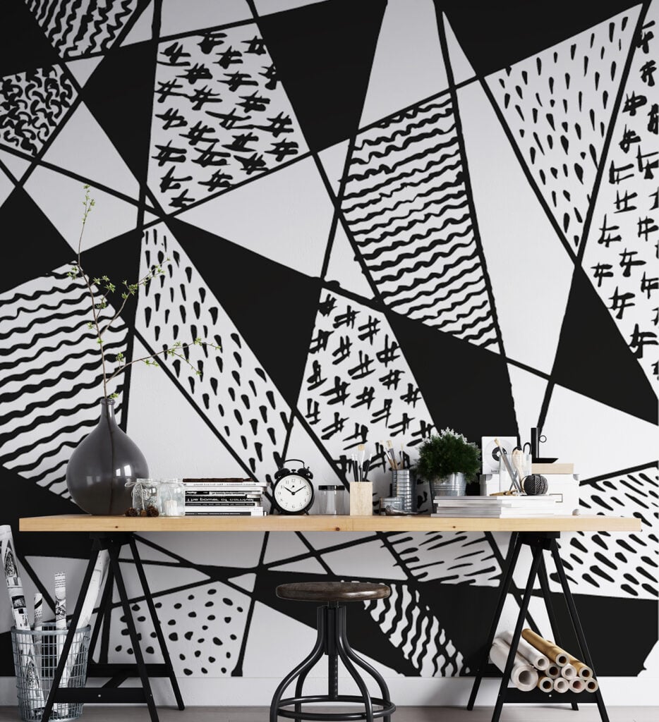 Black and White Stroke Line Wallpaper Murals