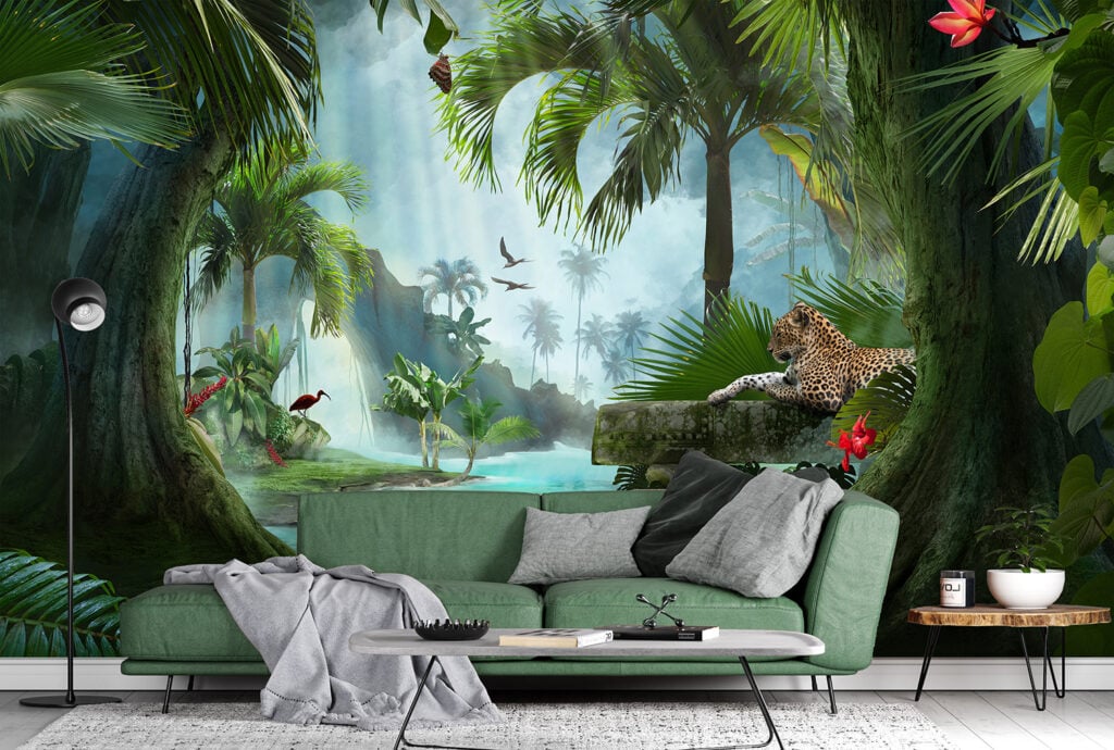 Forest Lagoon Panther Wall Mural