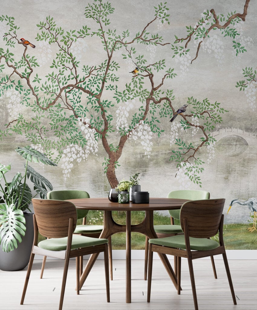 Beautiful Nature Green Leaves Wall Murals