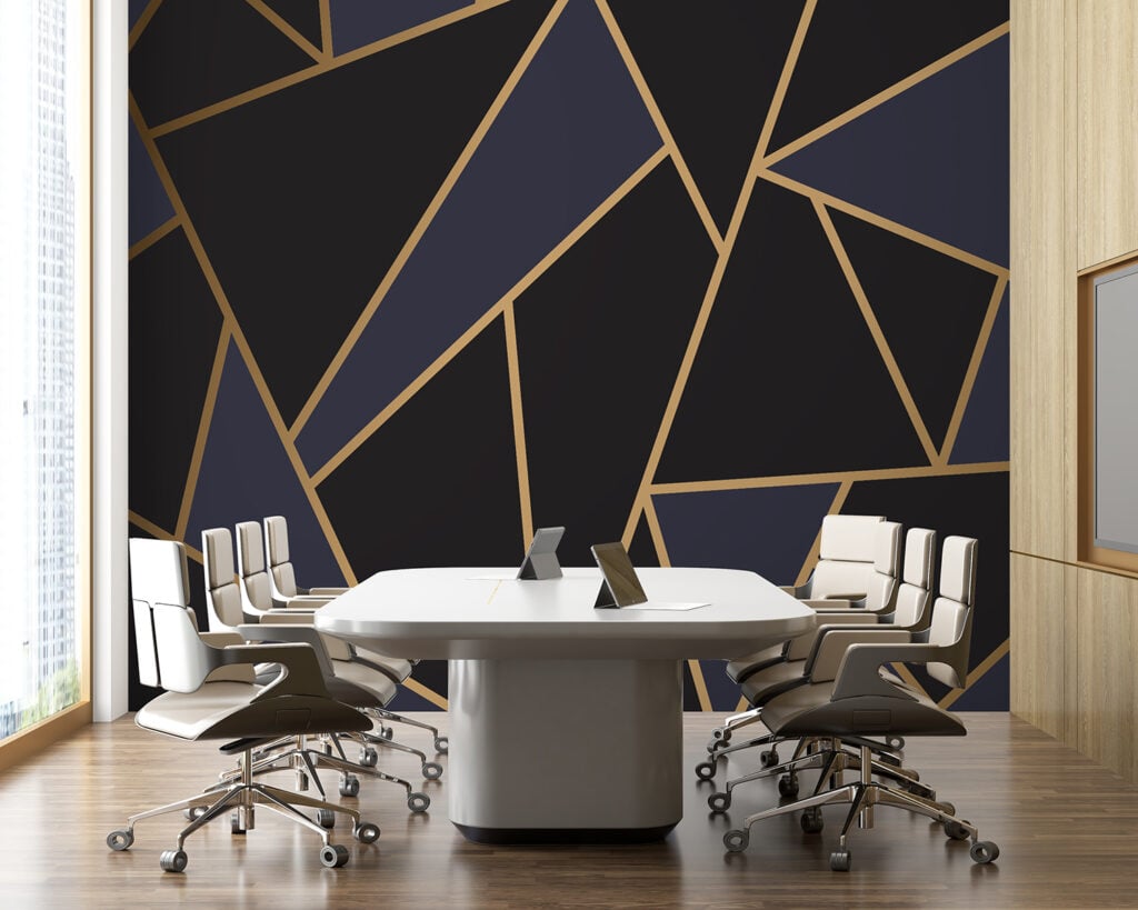 Black and Gold Modern Mosaic Wallpaper for home office