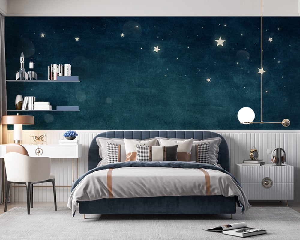 Night Sky With Star Dark Blue Background Mural Wallpaper
