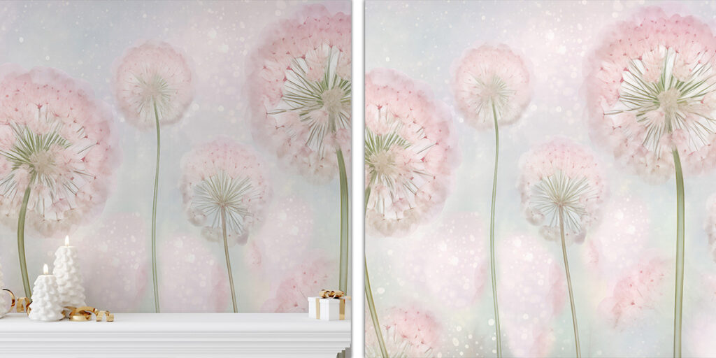 Dreamy Pink Dandelion Seed Wall Mural
